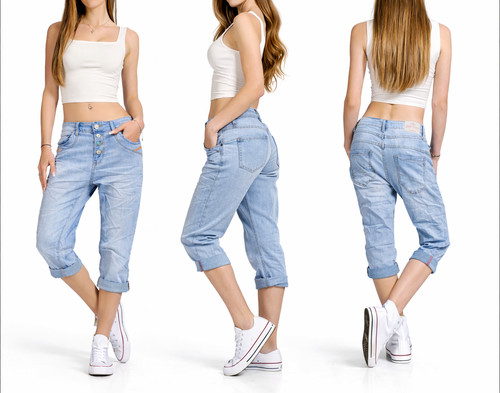 Damen boyfriend jeans capri - jeans,